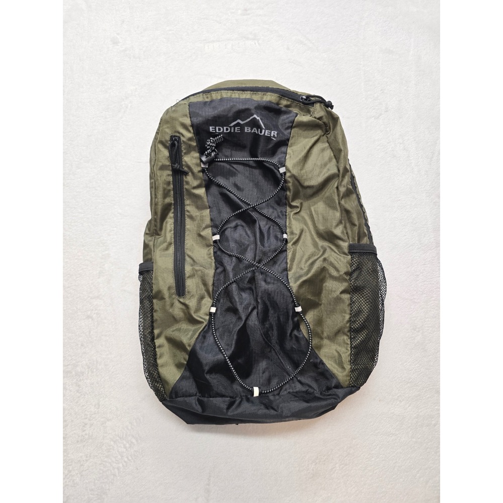 Eddie Bauer Ripstop Bungee Backpack Gorpcore Hiking Daypack Olive Green